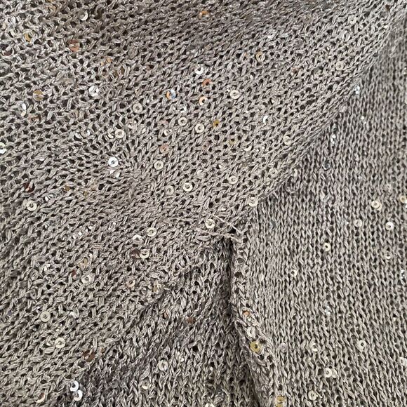 Alfani Women’s Shirt-Tail-Hem Sequinned Sweater Sliver Stream Small - Picture 5 of 5